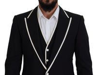 Thumbnail for Elegant Black and White Slim Fit Three Piece Suit