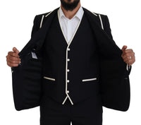 Thumbnail for Elegant Black and White Slim Fit Three Piece Suit