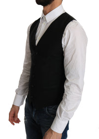 Thumbnail for Sleek Black Wool Blend Formal Vest