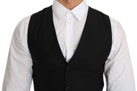 Thumbnail for Sleek Black Wool Blend Formal Vest