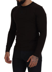 Thumbnail for Elegant Brown Crewneck Cotton Sweater