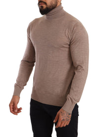 Thumbnail for Brown Cashmere Turtleneck Pullover Sweater