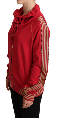 Thumbnail for Radiant Red Cotton Full Zip Hooded Jacket