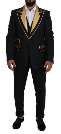 Thumbnail for Elegant Black & Gold Slim Fit 3 Piece Suit