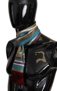 Thumbnail for Multicolor Striped Shwal Fringes Wrap Silk Scarf