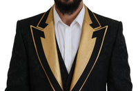 Thumbnail for Elegant Black & Gold Slim Fit 3 Piece Suit