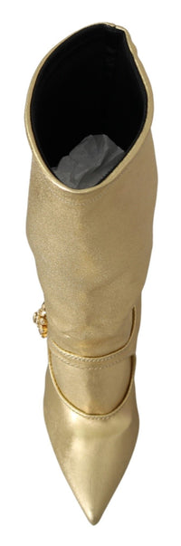 Thumbnail for Elegant Gold Ankle Boots Socks with Rhinestones