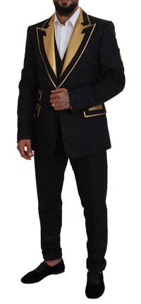 Thumbnail for Elegant Black & Gold Slim Fit 3 Piece Suit