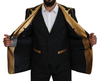 Thumbnail for Elegant Black & Gold Slim Fit 3 Piece Suit