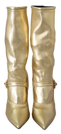 Thumbnail for Elegant Gold Ankle Boots Socks with Rhinestones