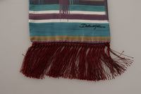 Thumbnail for Multicolor Striped Shwal Fringes Wrap Silk Scarf
