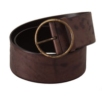 Thumbnail for Elegant Dark Brown Leather Belt with Logo Buckle