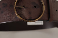 Thumbnail for Elegant Dark Brown Leather Belt with Logo Buckle