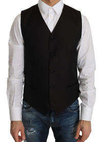 Thumbnail for Elegant Black Silk Blend Formal Vest