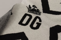 Thumbnail for White Black DG Logo Star Printed Wool Fringe Scarf