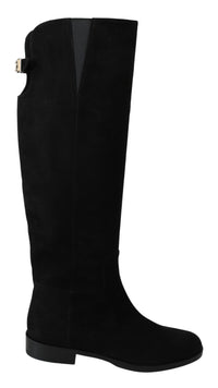 Thumbnail for Elegant Black Suede Knee High Boots