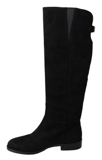 Thumbnail for Elegant Black Suede Knee High Boots