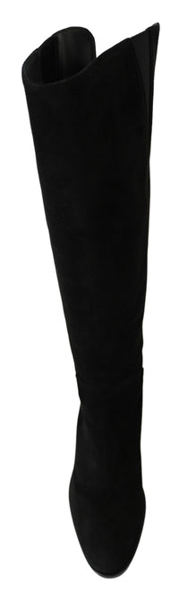 Thumbnail for Elegant Black Suede Knee High Boots