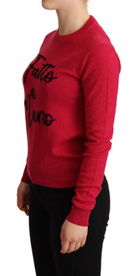 Thumbnail for Chic Pink Cashmere Blend Crewneck Pullover