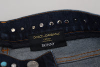 Thumbnail for Blue Cotton Studded Low Waist Denim Jeans