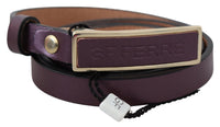 Thumbnail for Elegant Maroon Leather Belt with Gold-Tone Buckle