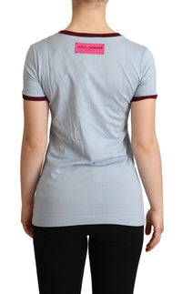 Thumbnail for Elegant Blue Crewneck Cotton Tee