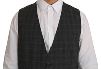 Thumbnail for Elegant Checkered Wool Vest for the Urbane Man