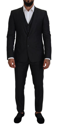 Thumbnail for Elegant Gray Martini Three-Piece Wool Silk Suit