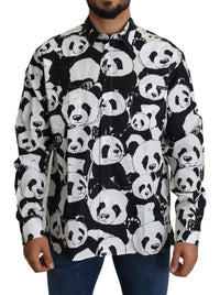 Thumbnail for Panda Print Pure Cotton Shirt - Black White