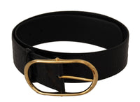 Thumbnail for Chic Black Leather Logo Belt