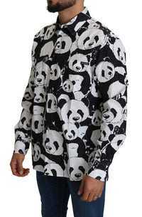 Thumbnail for Panda Print Pure Cotton Shirt - Black White