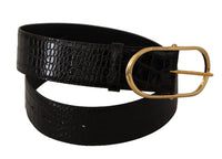 Thumbnail for Chic Black Leather Logo Belt