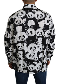 Thumbnail for Panda Print Pure Cotton Shirt - Black White