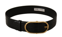 Thumbnail for Chic Black Leather Logo Belt