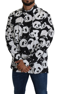 Thumbnail for Panda Print Pure Cotton Shirt - Black White