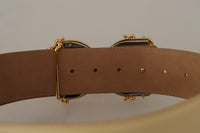 Thumbnail for Beige Leather Engraved Buckle Belt