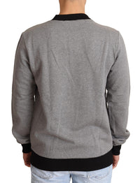 Thumbnail for Elegant Gray Crown Motif Crewneck Sweater