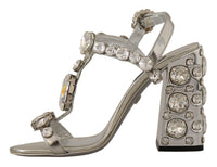 Thumbnail for Silver Crystals Strap Buckle High Heel Sandals