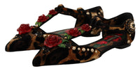 Thumbnail for Brown Ballerina Embellished Leopard Print Shoes