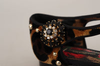 Thumbnail for Brown Ballerina Embellished Leopard Print Shoes