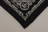 Thumbnail for Black Silk DG Logo Crown Square Handkerchief Scarf