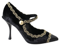 Thumbnail for Elegant Velvet Patent Embroidered Pumps