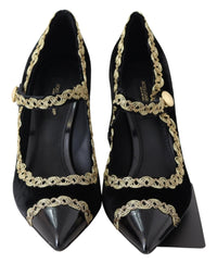 Thumbnail for Elegant Velvet Patent Embroidered Pumps