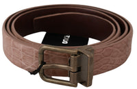 Thumbnail for Elegant Exotic Skin Brushed Gold Buckle Belt