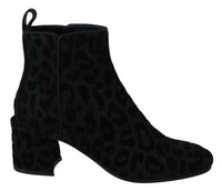 Thumbnail for Elegant Black Leopard Print Short Boots