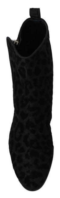 Thumbnail for Elegant Black Leopard Print Short Boots