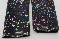 Thumbnail for Black Multicolor Print Tattered Denim Jeans