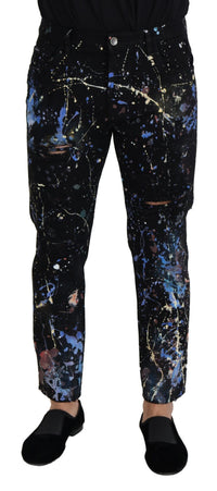 Thumbnail for Exquisite Color Splash Print Denim Pants