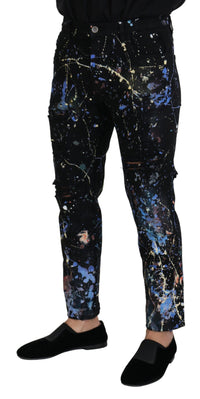 Thumbnail for Exquisite Color Splash Print Denim Pants