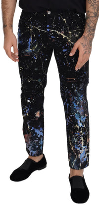 Thumbnail for Exquisite Color Splash Print Denim Pants